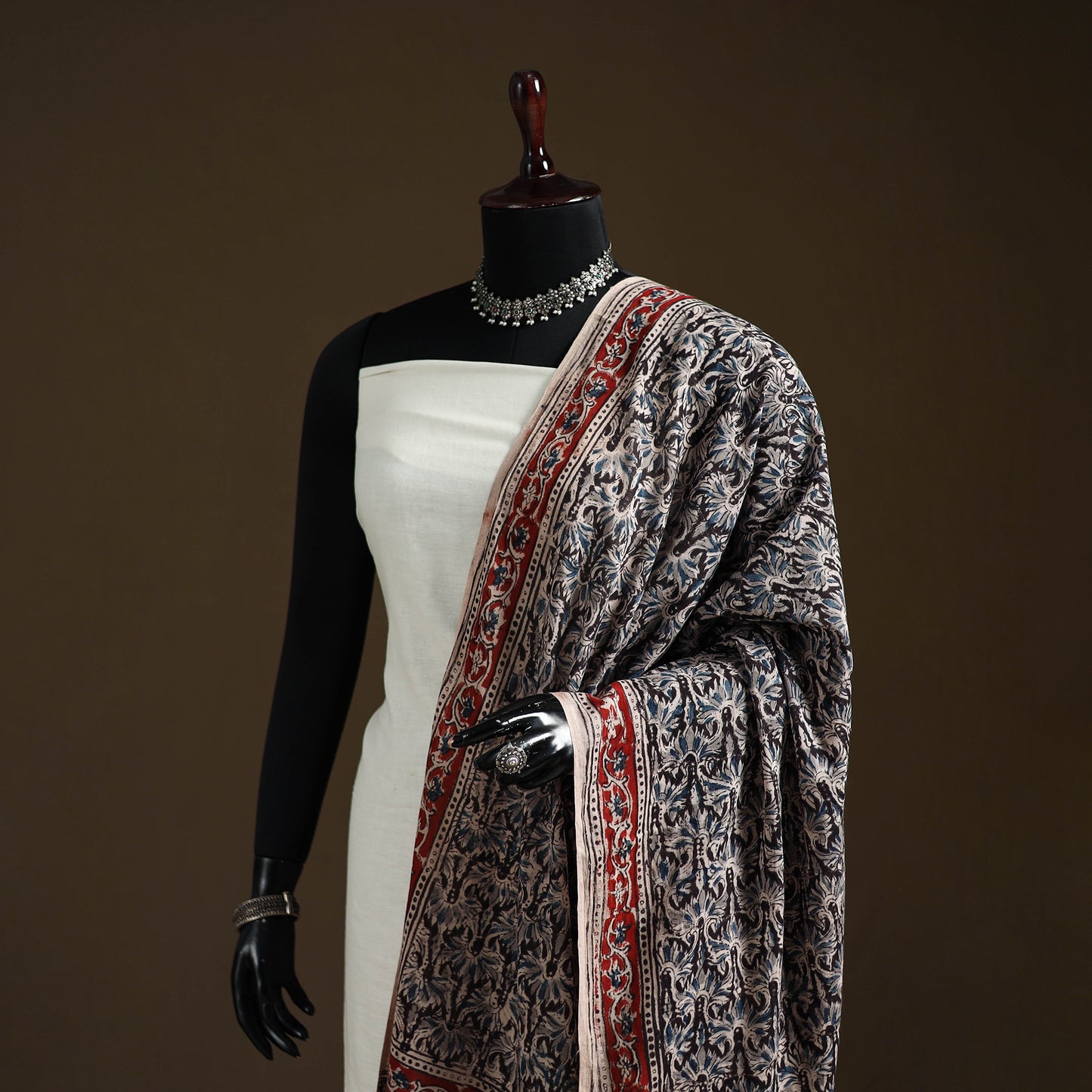 Kalamkari Hand Block Print Natural Dyed Cotton Dupatta 30