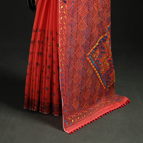 Hand Embroidered Chapa Work Silk Cotton Saree 26