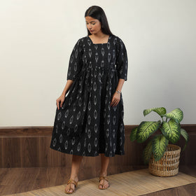 Black - Pochampally Ikat Weave Cotton Dress 09