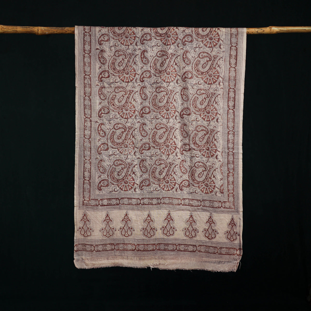 Pure Merino Wool Stole in Pedana Kalamkari Block Prints 44