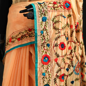 Hand Embroidered Chapa Work Silk Cotton Saree 27
