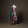 Sanganeri Block Print Cotton Unstitched Dress Material: Kurta, Bottom & Dupatta with Jewellery 53
