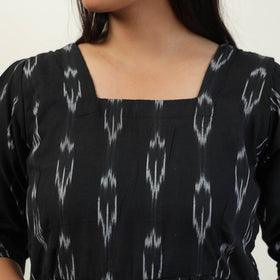 Black - Pochampally Ikat Weave Cotton Dress 09