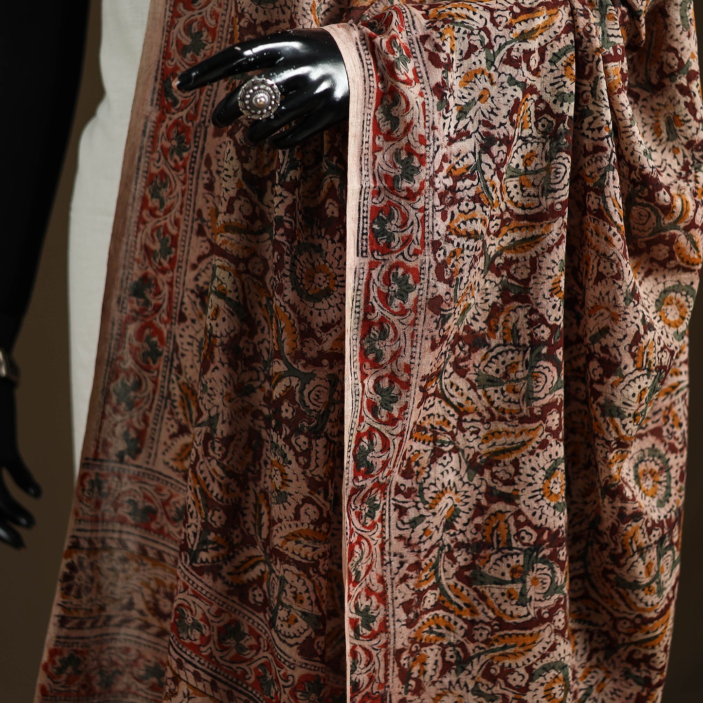 Kalamkari Hand Block Print Natural Dyed Cotton Dupatta 31