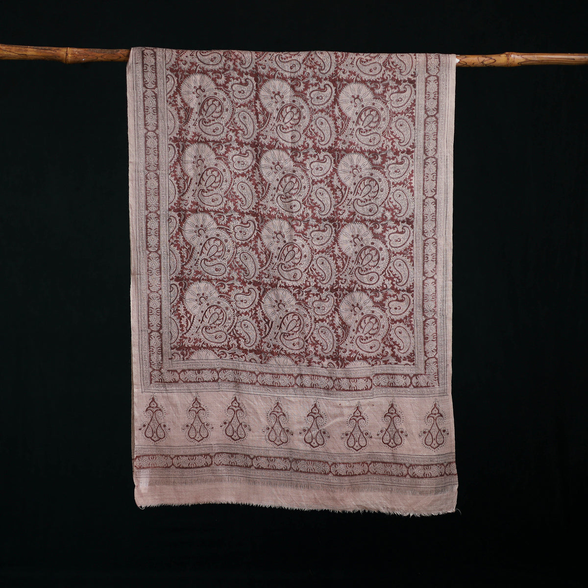 Pure Merino Wool Stole in Pedana Kalamkari Block Prints 46