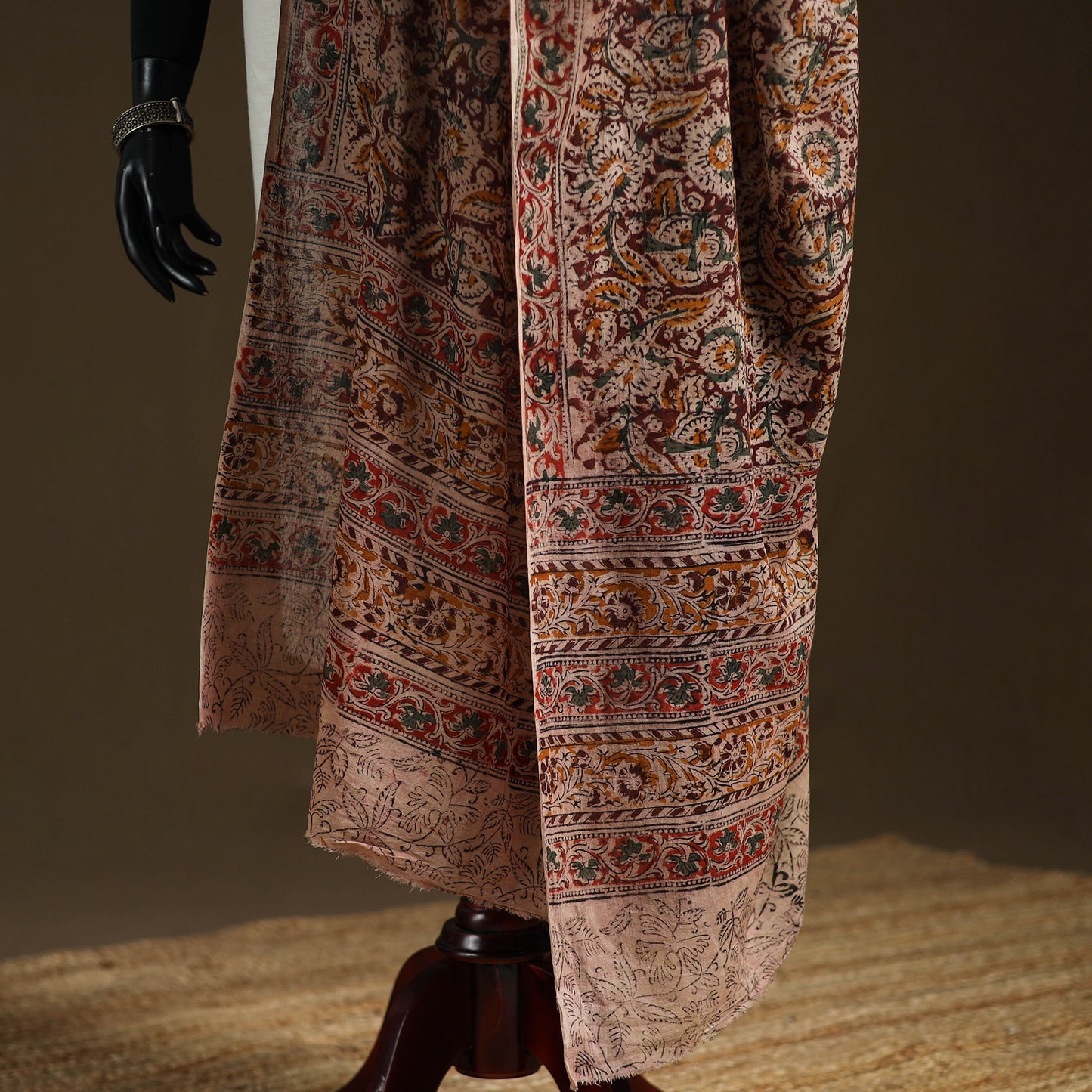 Kalamkari Hand Block Print Natural Dyed Cotton Dupatta 31
