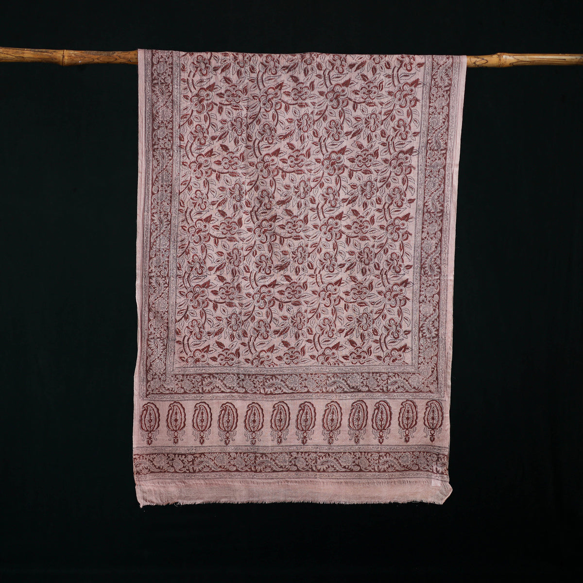 Pure Merino Wool Stole in Pedana Kalamkari Block Prints 42