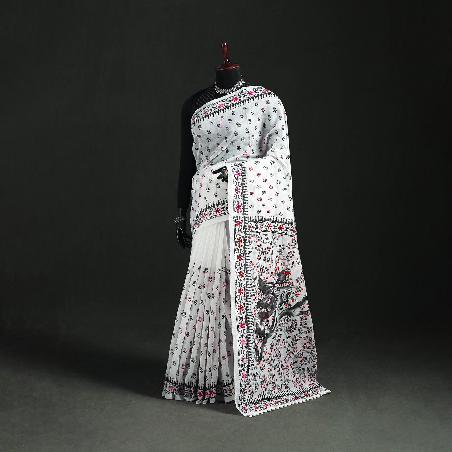 Hand Embroidered Chapa Work Silk Cotton Saree 28