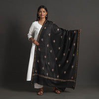 Black - Handloom Chanderi Silk Kashida Embroidery Dupatta 28