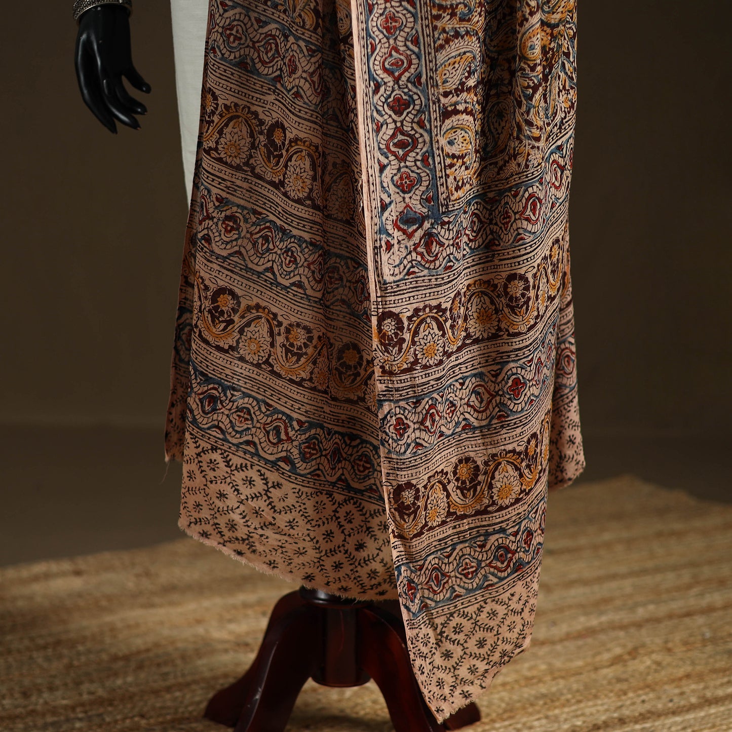 Kalamkari Hand Block Print Natural Dyed Cotton Dupatta 32