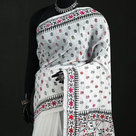Hand Embroidered Chapa Work Silk Cotton Saree 28
