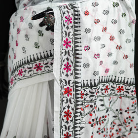 Hand Embroidered Chapa Work Silk Cotton Saree 28