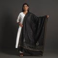Black - handloom chanderi silk kashida embroidery dupatta