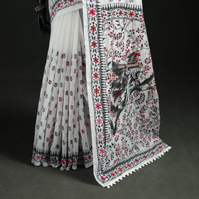 Hand Embroidered Chapa Work Silk Cotton Saree 28