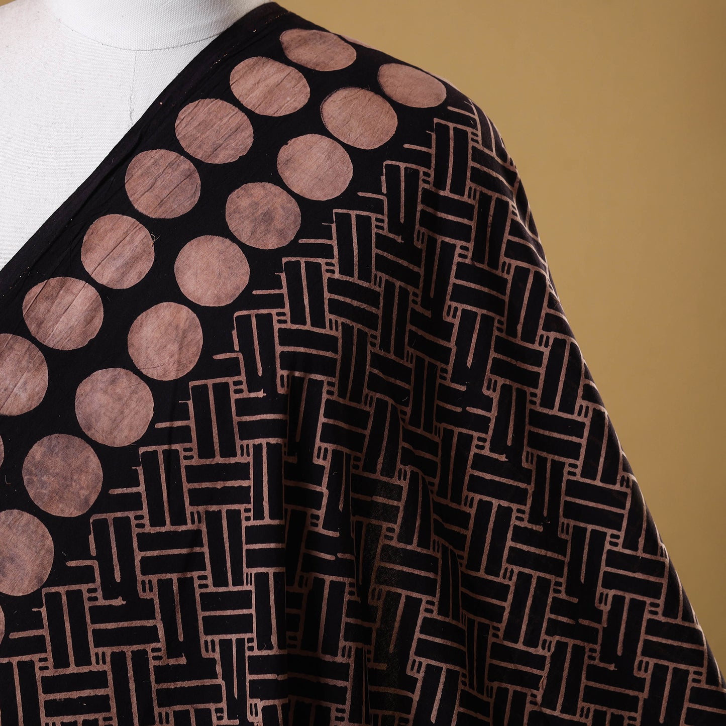 Black - Natural Dyed Cotton Block Print Ajrakh Fabric 23