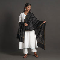 Black - Handloom Chanderi Silk Kashida Embroidery Dupatta 29