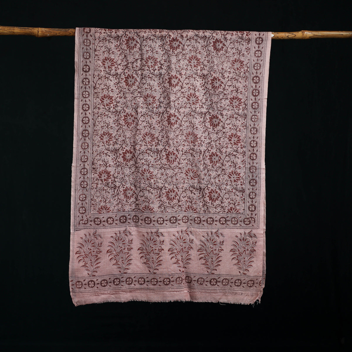 Pure Merino Wool Stole in Pedana Kalamkari Block Prints 35