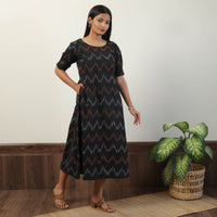 Black - Pochampally Ikat Weave Cotton Dress 04