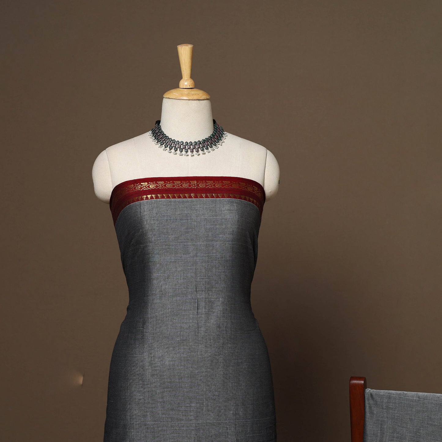 Grey - 3pc cotton unstitched dharwad dress material