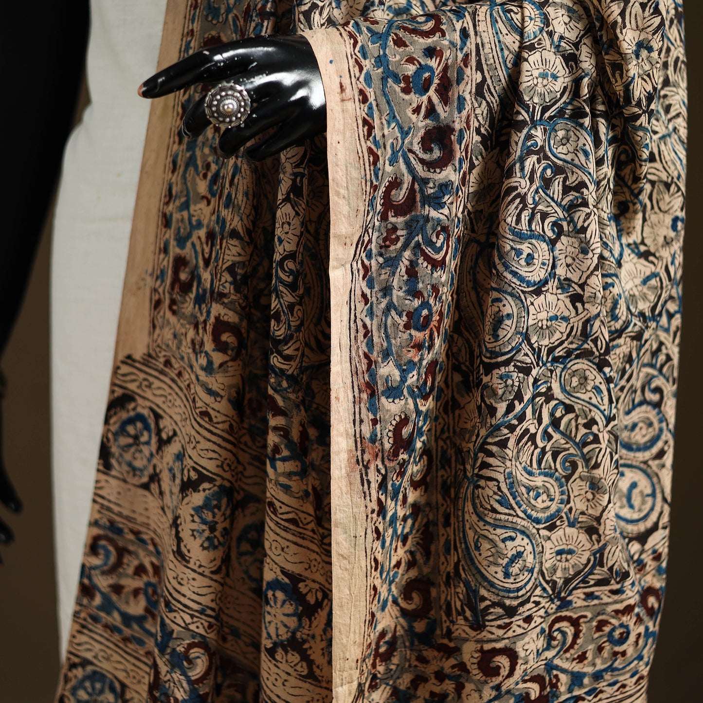 Kalamkari Hand Block Print Natural Dyed Cotton Dupatta 33