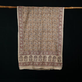 Pure Merino Wool Stole in Pedana Kalamkari Block Prints 34