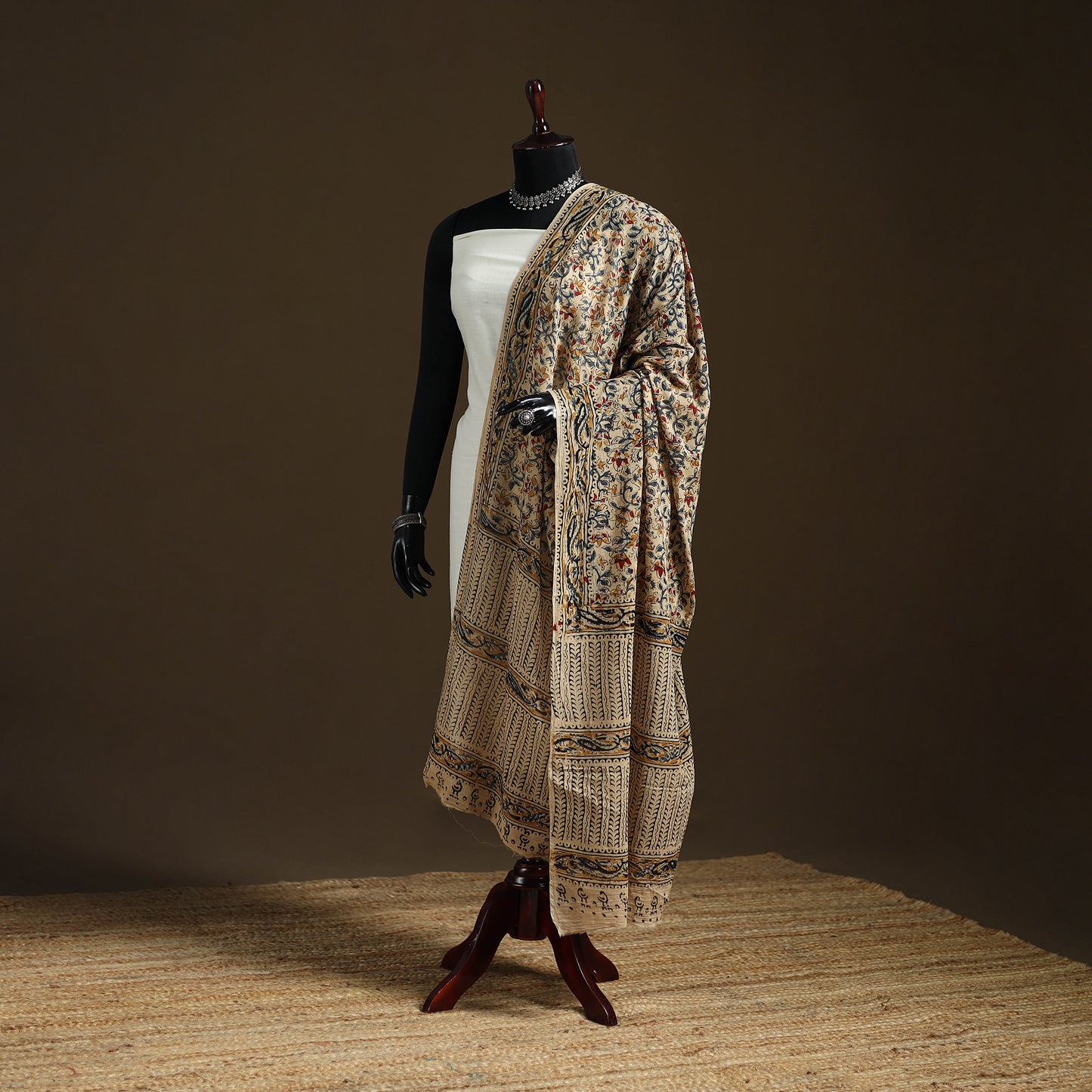Kalamkari Hand Block Print Natural Dyed Cotton Dupatta 34