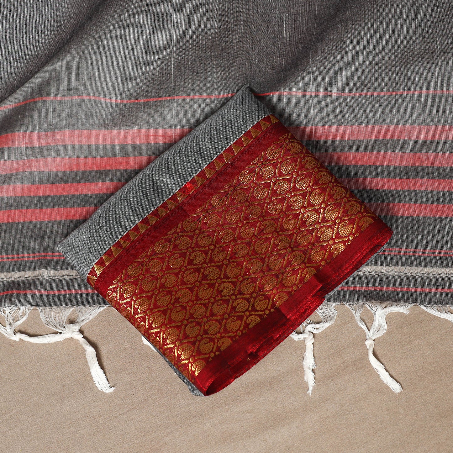 Grey - 3pc cotton unstitched dharwad dress material