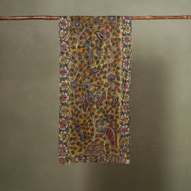 Yellow Handpainted Cotton Kalamkari Stole