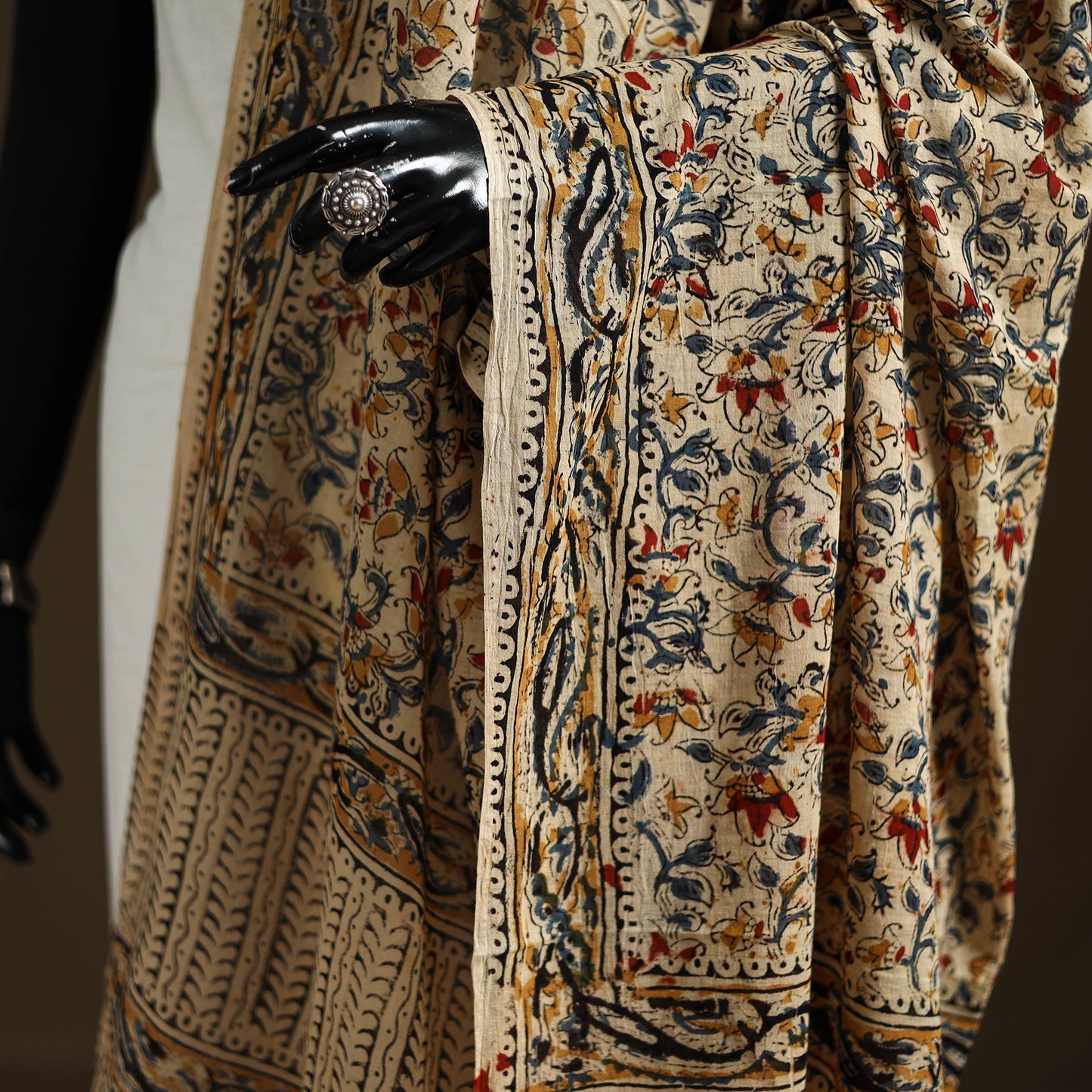 Kalamkari Hand Block Print Natural Dyed Cotton Dupatta 34
