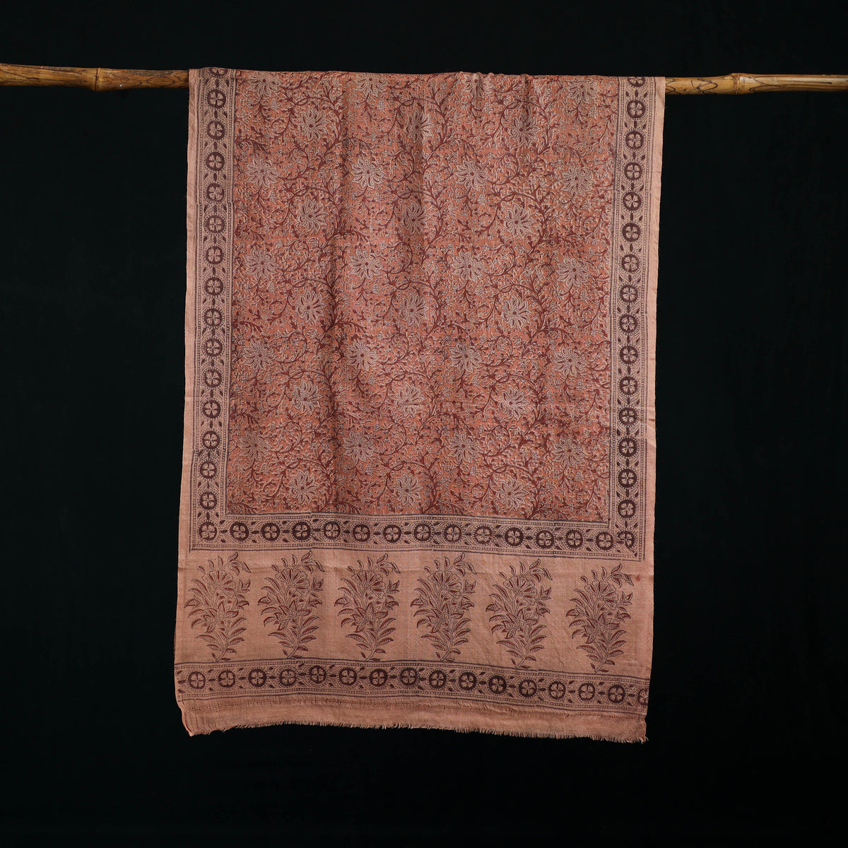 Pure Merino Wool Stole in Pedana Kalamkari Block Prints 29