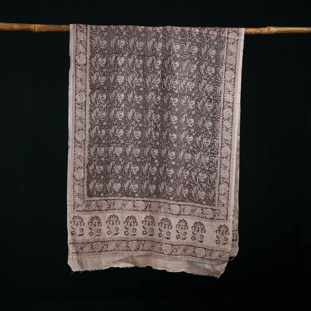 Pure Merino Wool Stole in Pedana Kalamkari Block Prints 28