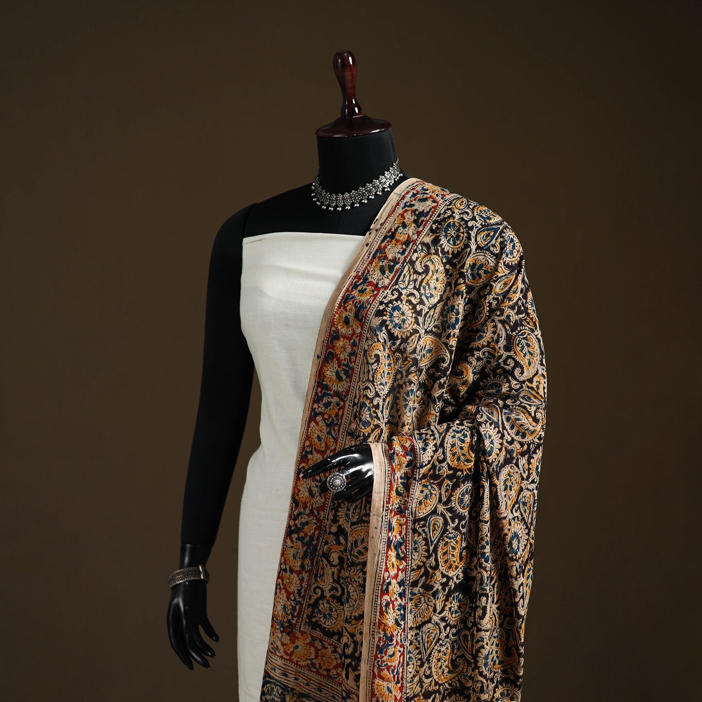 Kalamkari Hand Block Print Natural Dyed Cotton Dupatta 35