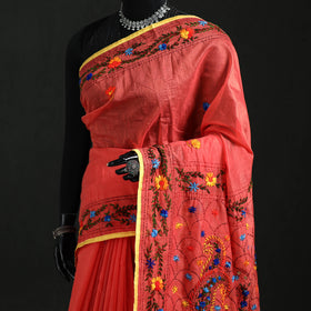 Hand Embroidered Chapa Work Silk Cotton Saree 30