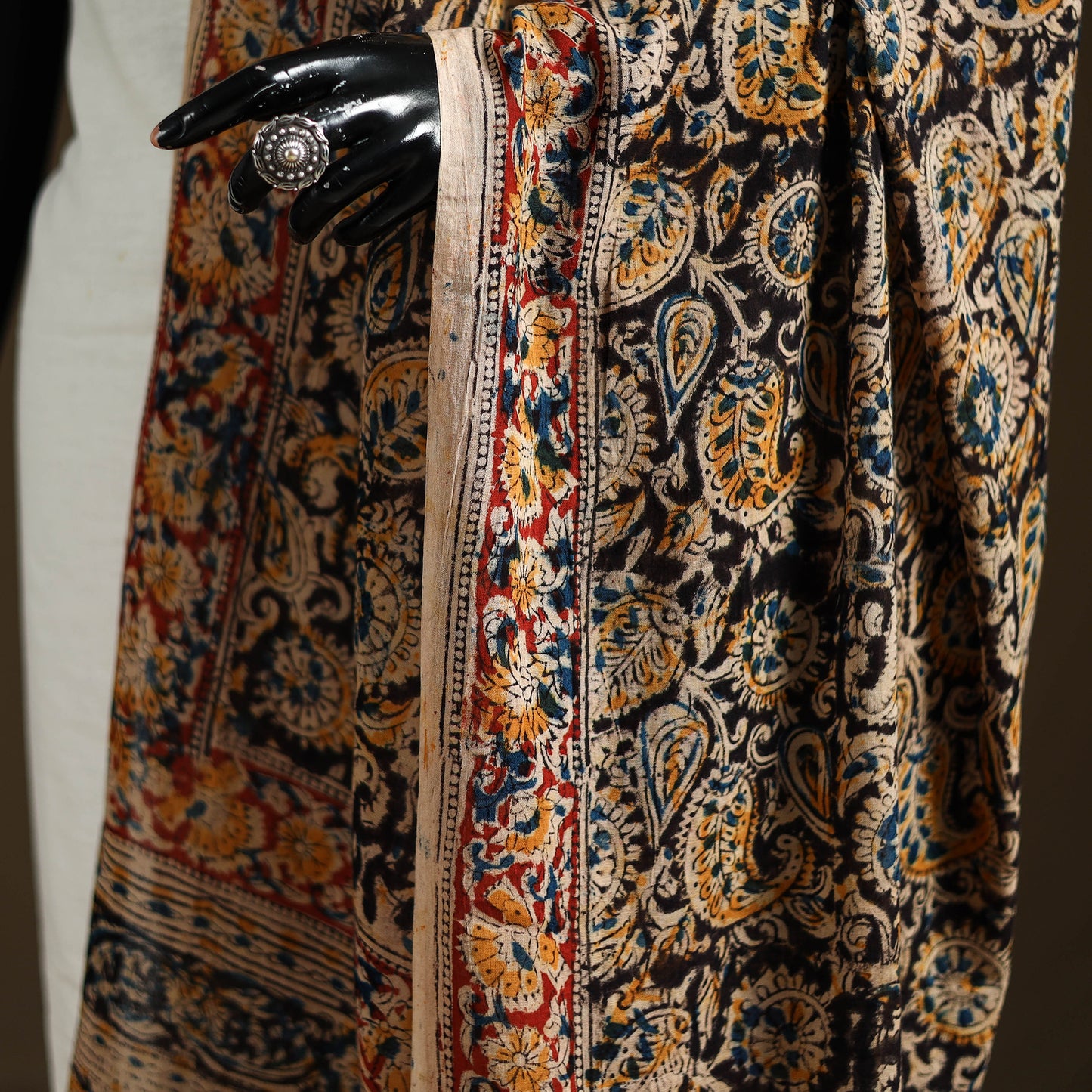 Kalamkari Hand Block Print Natural Dyed Cotton Dupatta 35