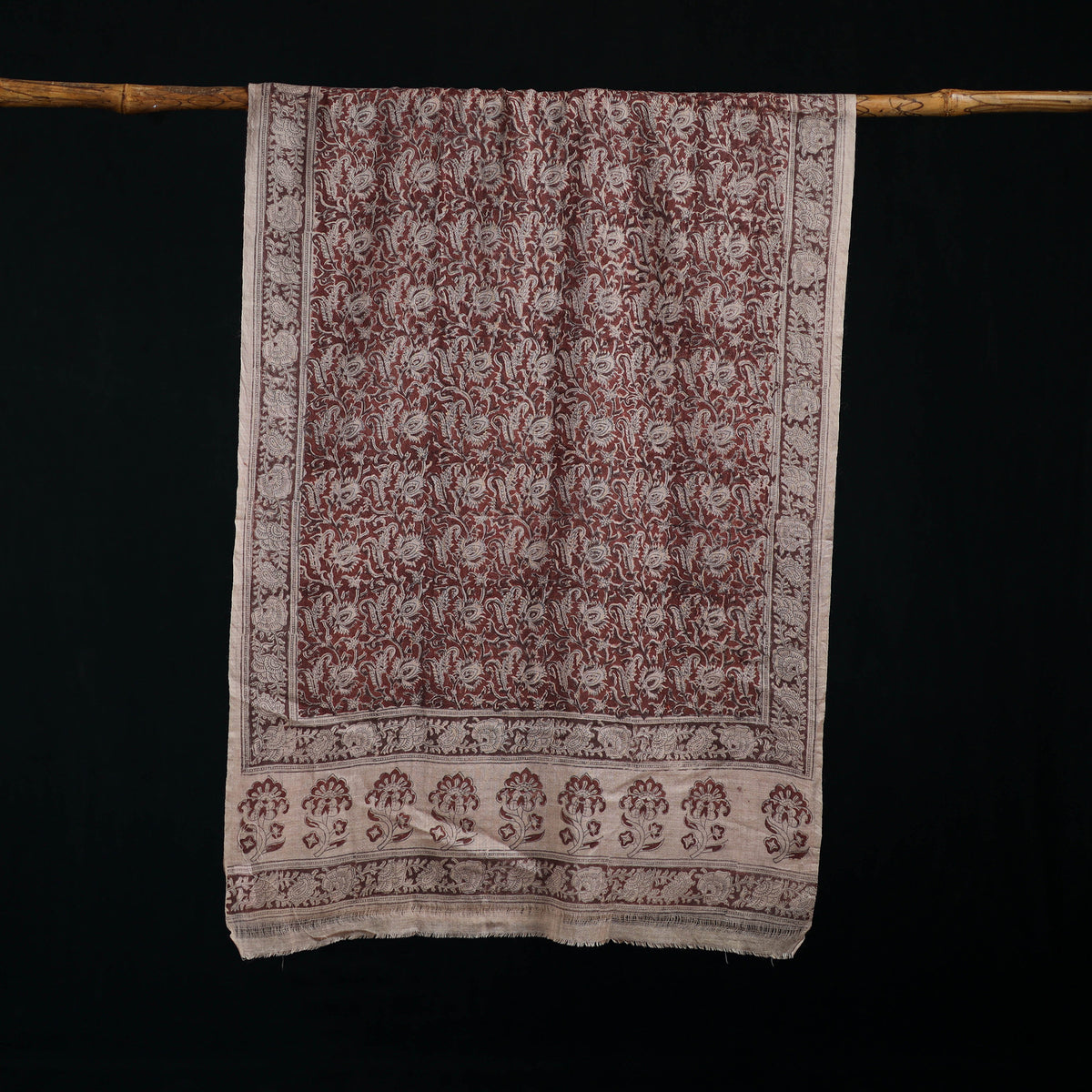 Pure Merino Wool Stole in Pedana Kalamkari Block Prints 26