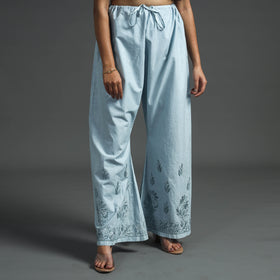  Lucknow Chikankari Hand Embroidery Cotton Palazzo 