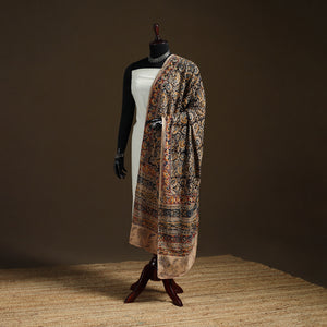 Beige - Kalamkari Hand Block Print Natural Dyed Cotton Dupatta 35