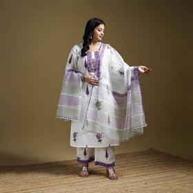 Sanganeri Hand Block Print Cotton Suit Set with Dupatta for women 01