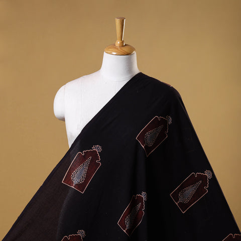 Black - Natural Dyed Cotton Block Print Ajrakh Fabric 26