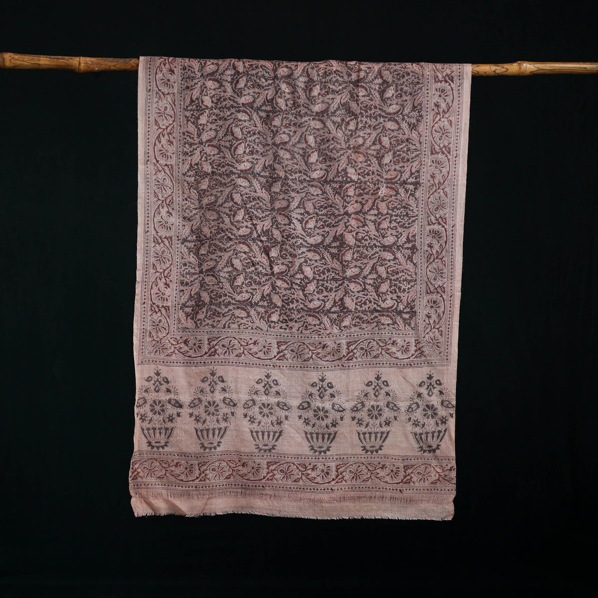 Pure Merino Wool Stole in Pedana Kalamkari Block Prints 23