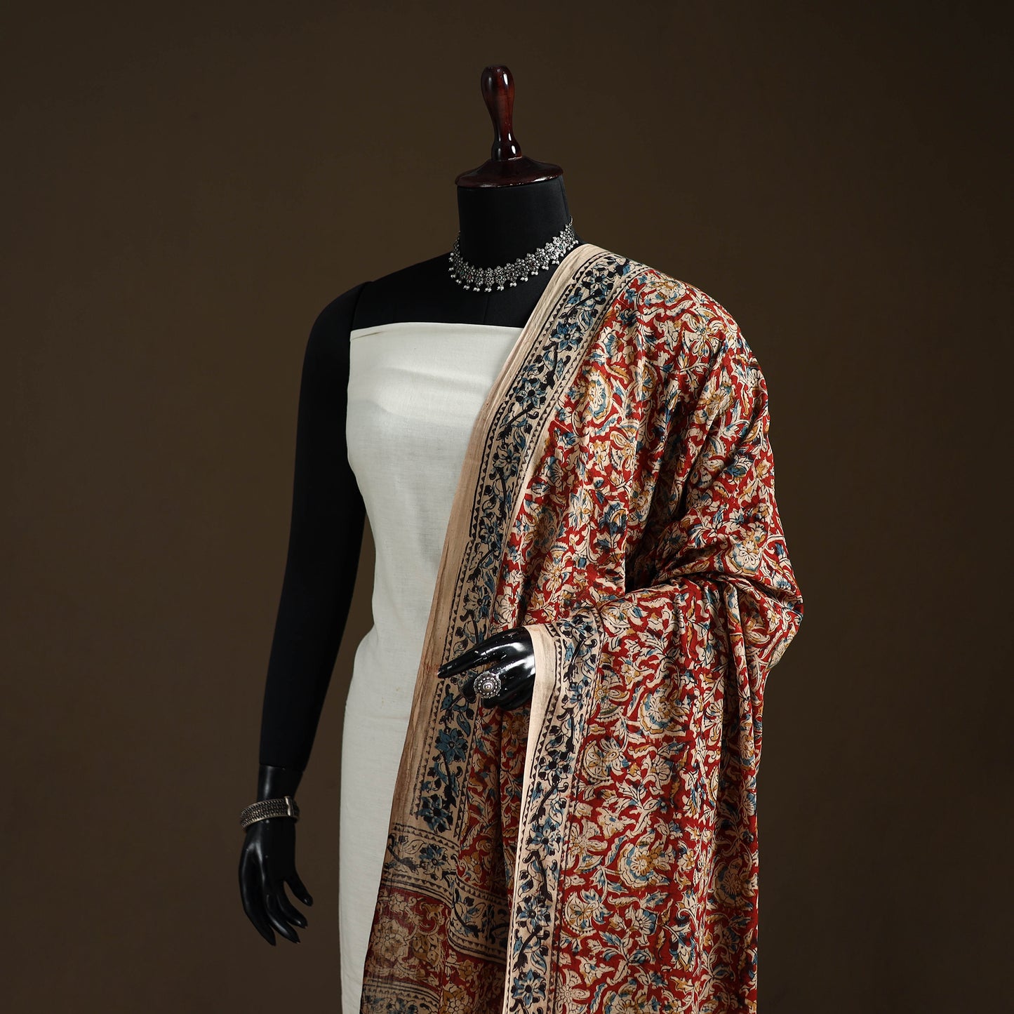 Kalamkari Hand Block Print Natural Dyed Cotton Dupatta 36
