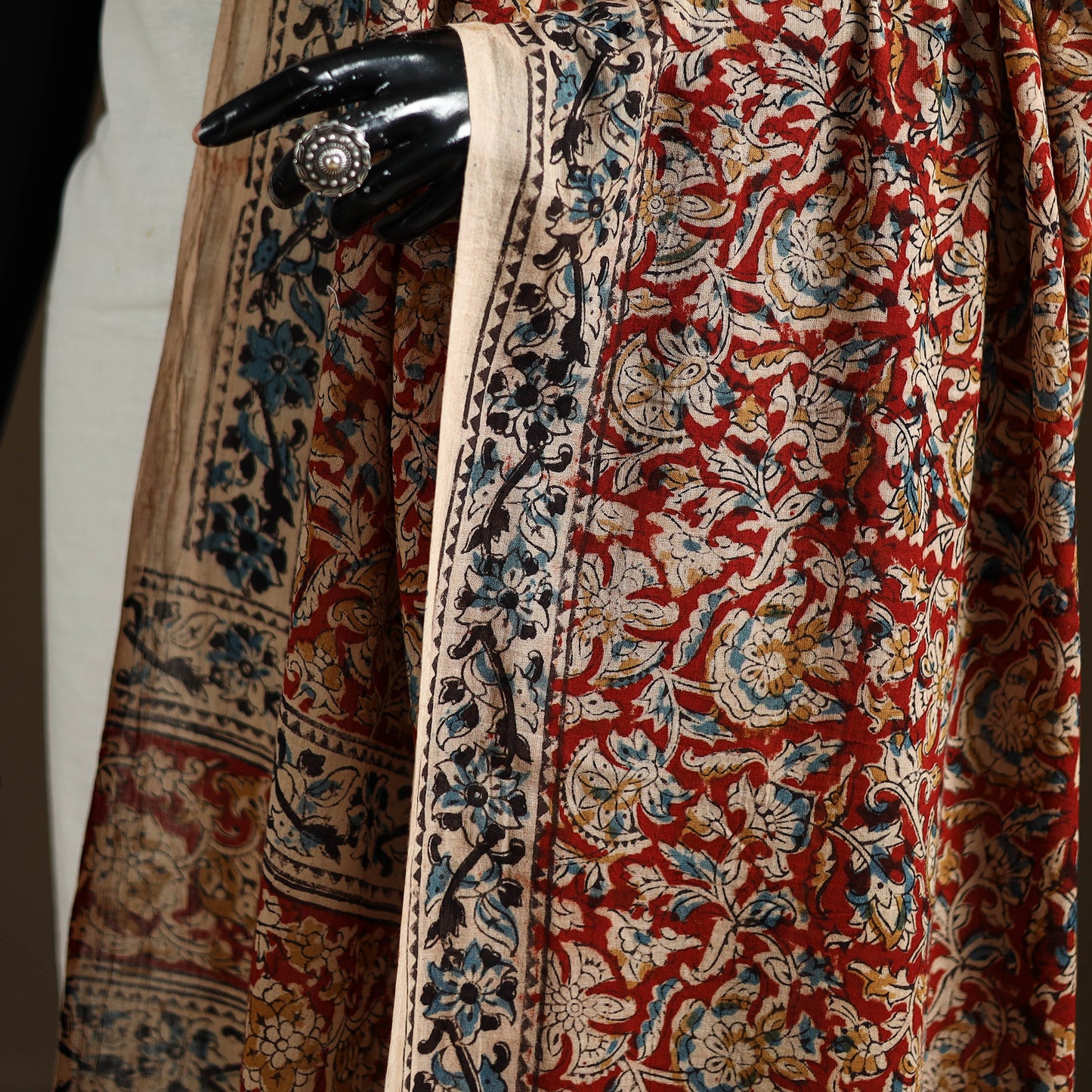 Kalamkari Hand Block Print Natural Dyed Cotton Dupatta 36