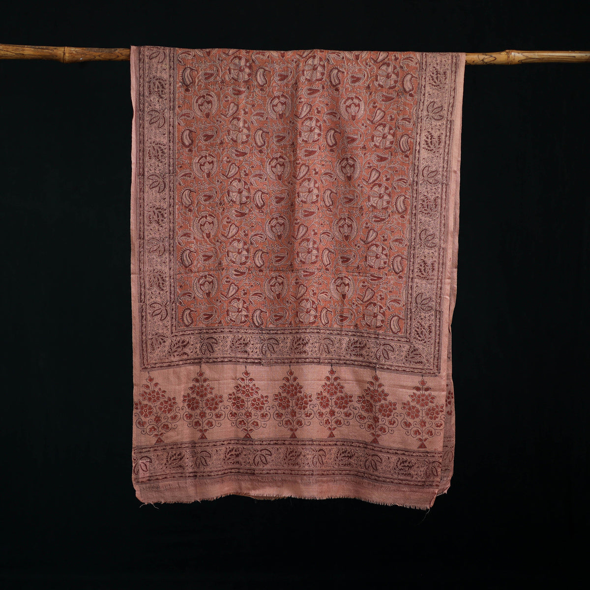 Pure Merino Wool Stole in Pedana Kalamkari Block Prints 21