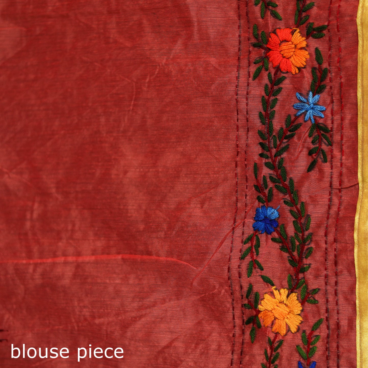 Hand Embroidered Chapa Work Silk Cotton Saree 30