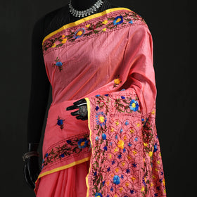 Hand Embroidered Chapa Work Silk Cotton Saree 31