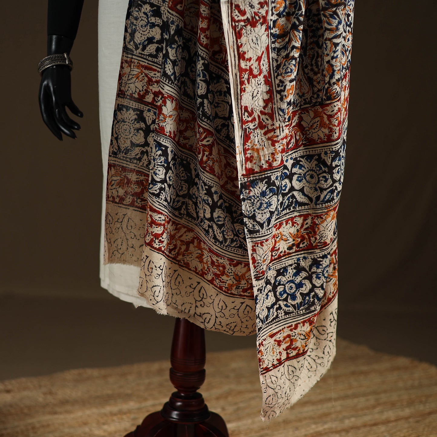 Kalamkari Hand Block Print Natural Dyed Cotton Dupatta 37