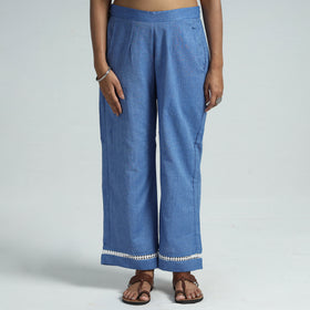 Buy Plain Handloom Jhiri Cotton Elasticated Palazzo with Lace Work 10 Online at iTokri.com