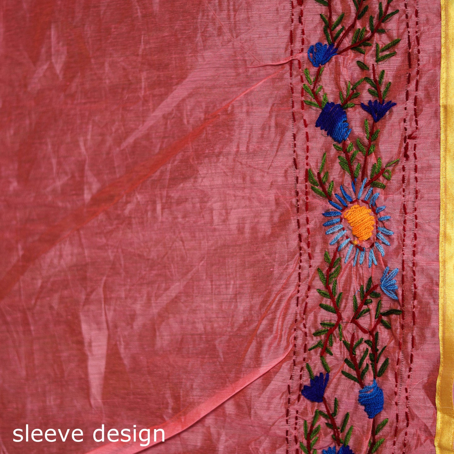 Hand Embroidered Chapa Work Silk Cotton Saree 31
