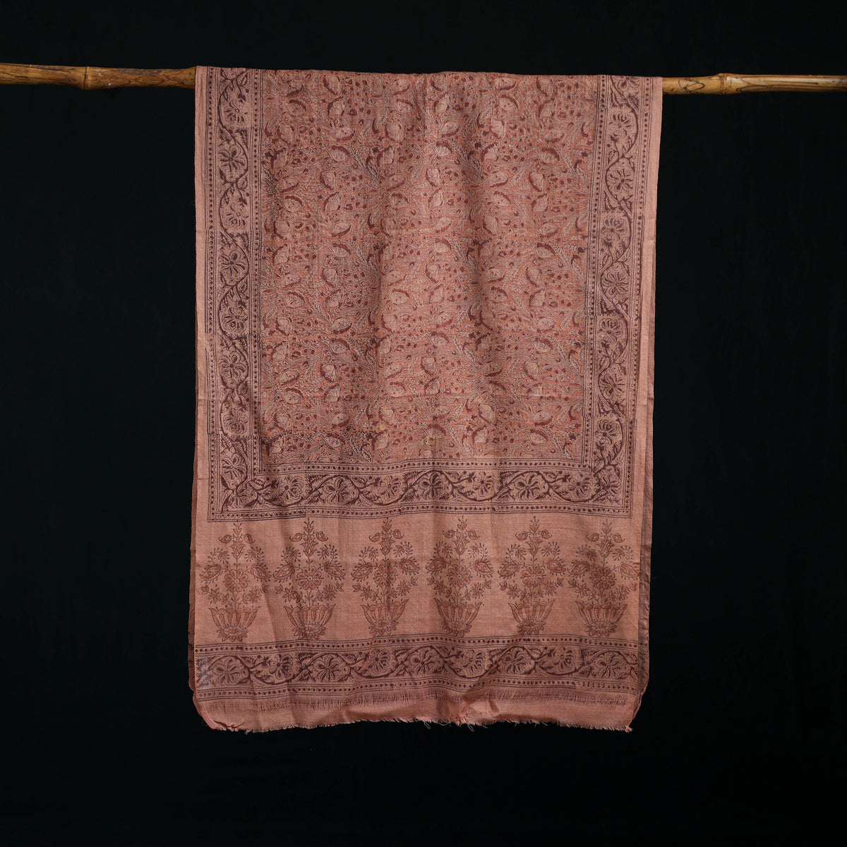 Pure Merino Wool Stole in Pedana Kalamkari Block Prints 16