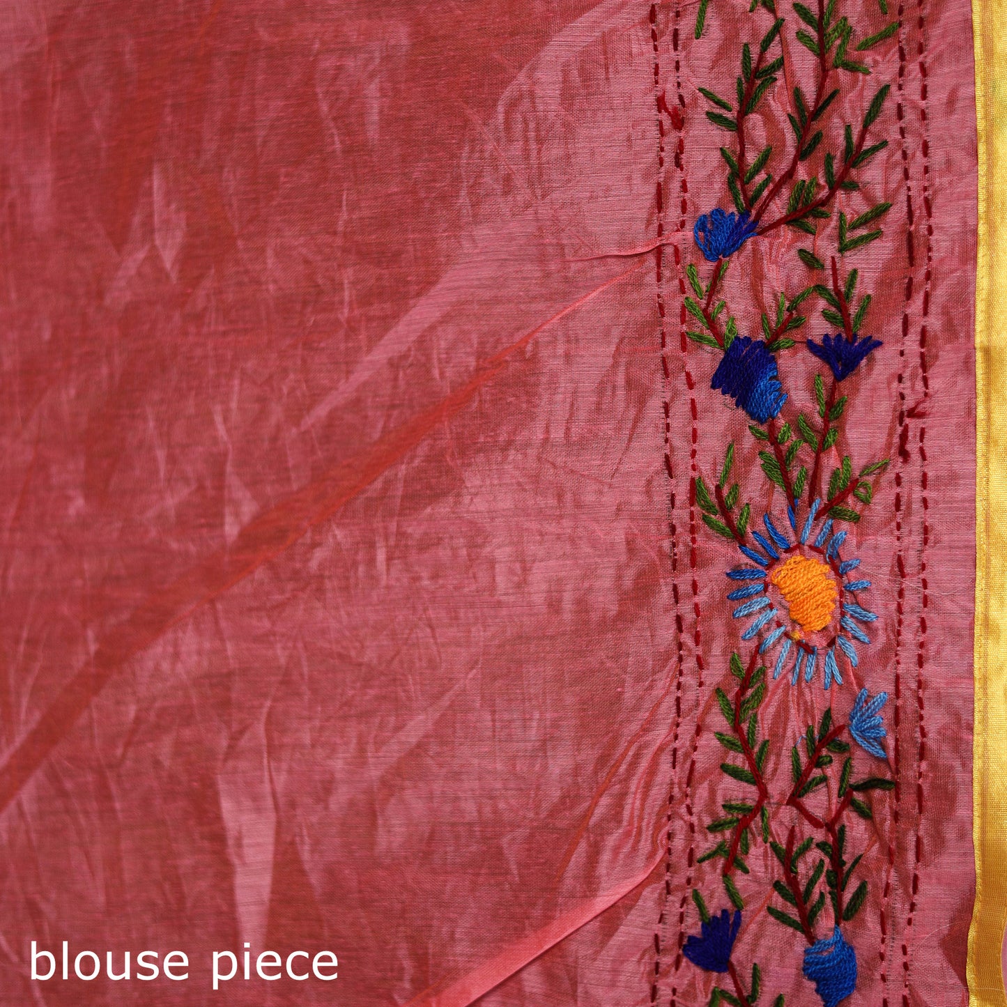 Hand Embroidered Chapa Work Silk Cotton Saree 31